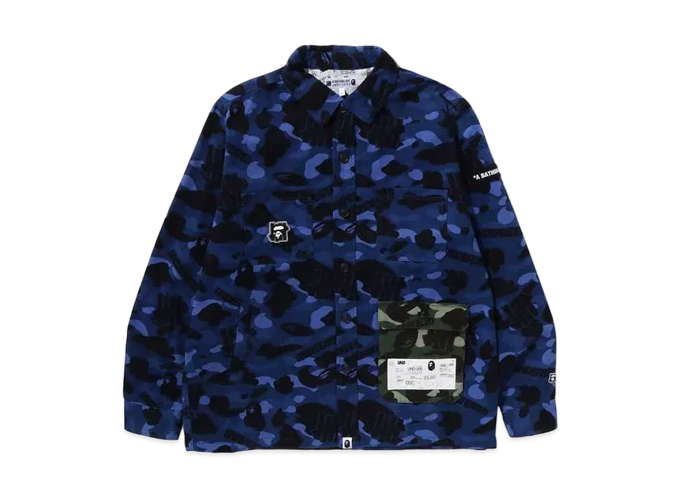 A BATHING APE x UNDEFEATED Color Camo Flannel Jacket "Blue"