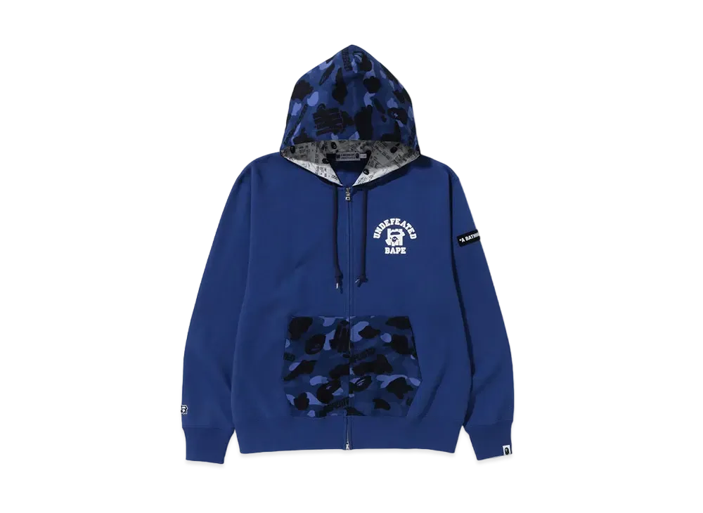 A BATHING APE x UNDEFEATED Color Camo Relaxed Zip Hoodie "Blue"