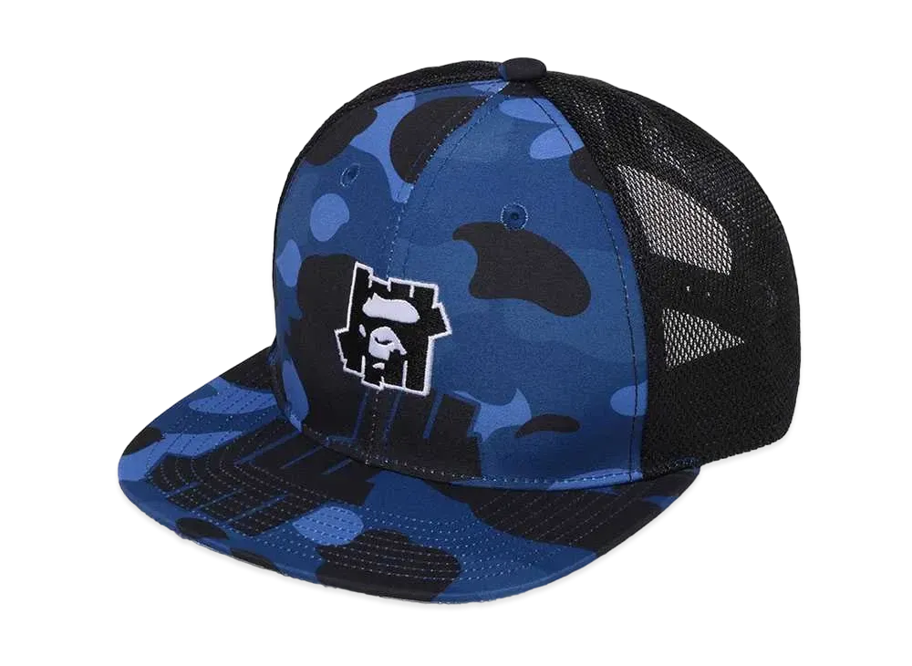 A BATHING APE x UNDEFEATED Color Camo Mesh Cap "Blue"