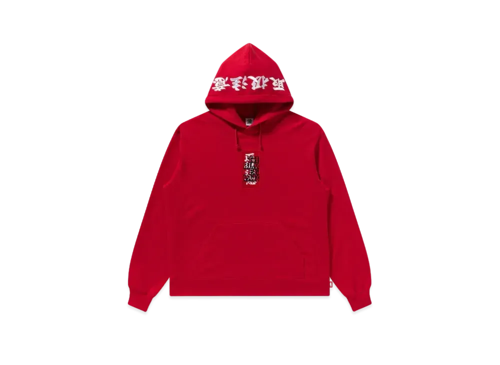 Black Eye Patch Handle With Care Label Hoodie "Red"