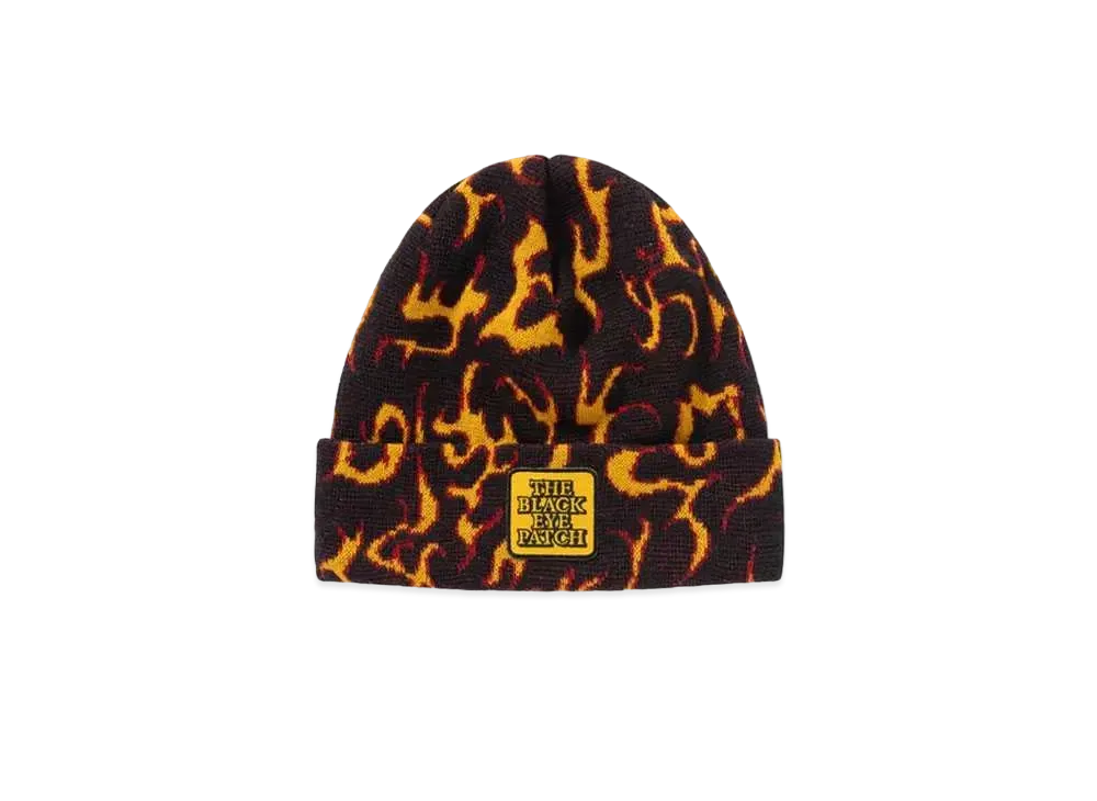Black Eye Patch OG Label Flames Beanie "Orange"