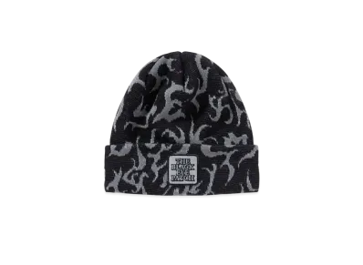 Black Eye Patch OG Label Flames Beanie "Gray"