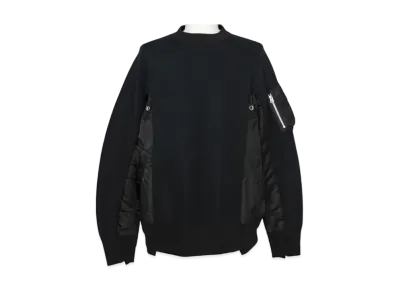 sacai Sponge Sweat x MA-1 Pullover "Black Black"
