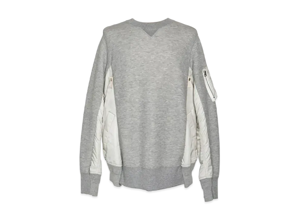 sacai Sponge Sweat x MA-1 Pullover "L/Gray L/Gray"