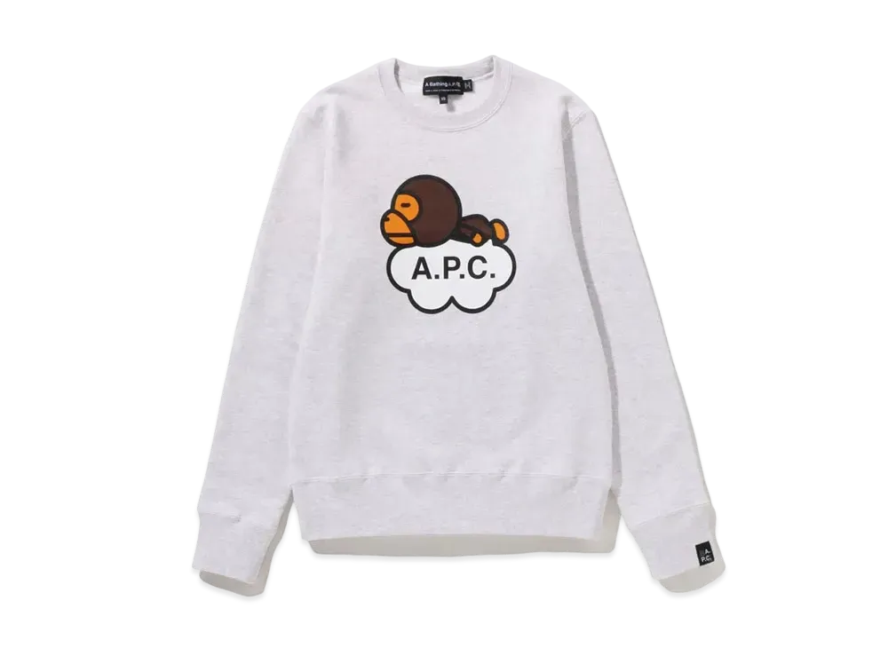 A BATHING APE x A.P.C. Women's Milo Wide Fit Crewneck "Gray"