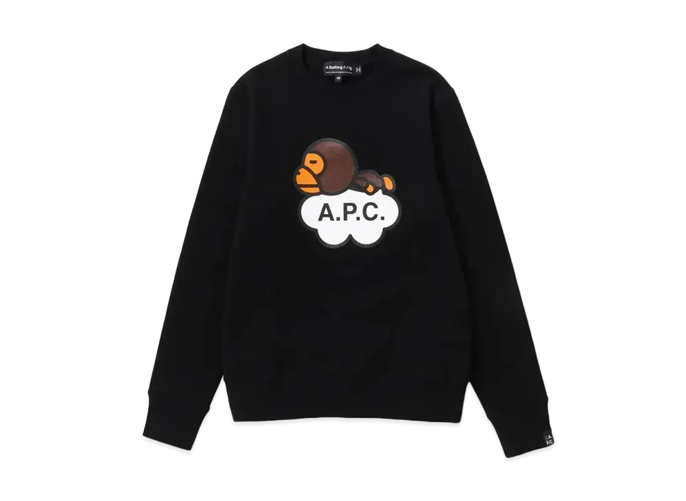 A BATHING APE x A.P.C. Women's Milo Wide Fit Crewneck "Black"