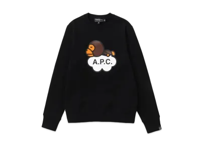 A BATHING APE x A.P.C. Women's Milo Wide Fit Crewneck "Black"