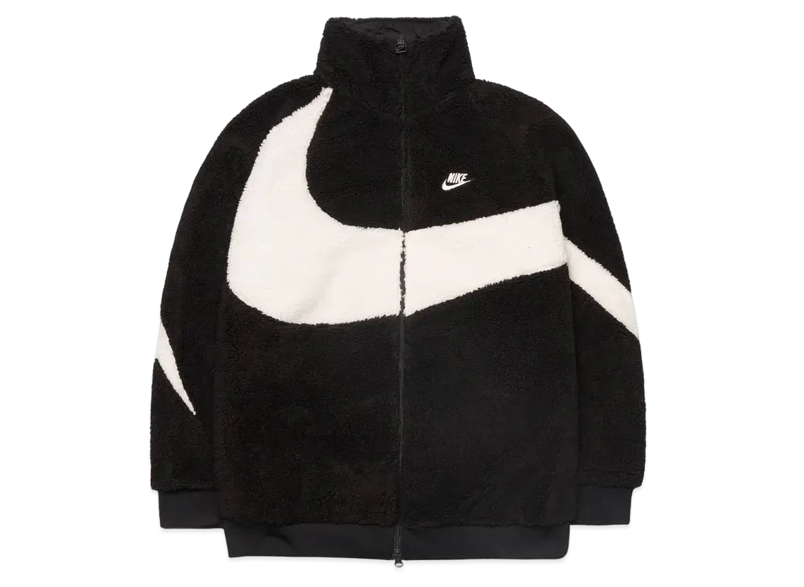 Nike Big Swoosh Reversible Boa Jacket "Black Sail"