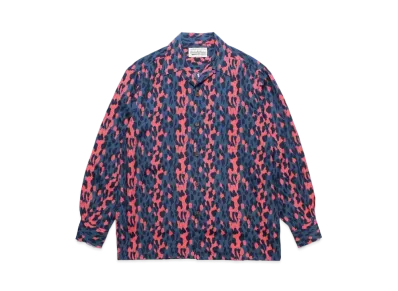 WACKO MARIA Leopard Open Collar Shirt "Blue"