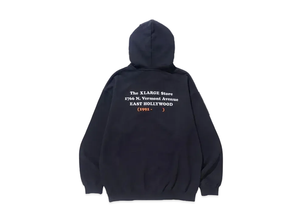 XLARGE Store Address Zip Hooded Sweat "Black"