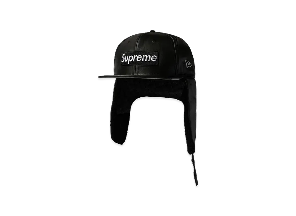 Supreme Leather Earflap Box Logo New Era "Black"