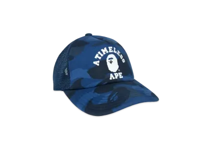 A BATHING APE X JJJJOUND COLOR CAMO COLLEGE MESH CAP "Navy"