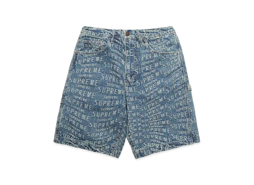 Supreme Warp Jacquard Logos Denim Painter Short "Blue"