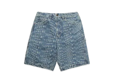 Supreme Warp Jacquard Logos Denim Painter Short "Blue"