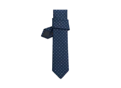 Hermes Tie 7 H Tonneau Tie "Marine/Ciel"