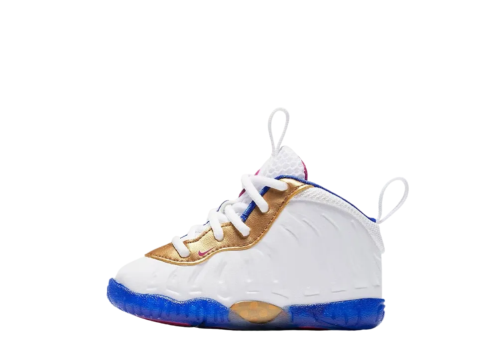 Nike TD Air Foamposite One Peanut Butter & Jelly "White/Fuchsia Blast/Racer Blue"
