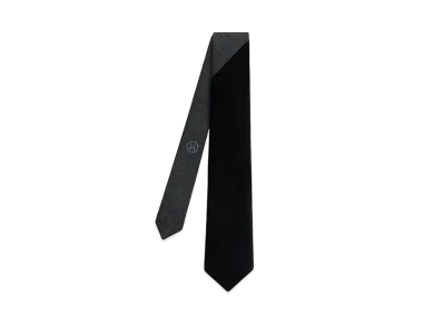 Hermes Tie 7 Velvet Tie "Gris Anthracite/Noir"