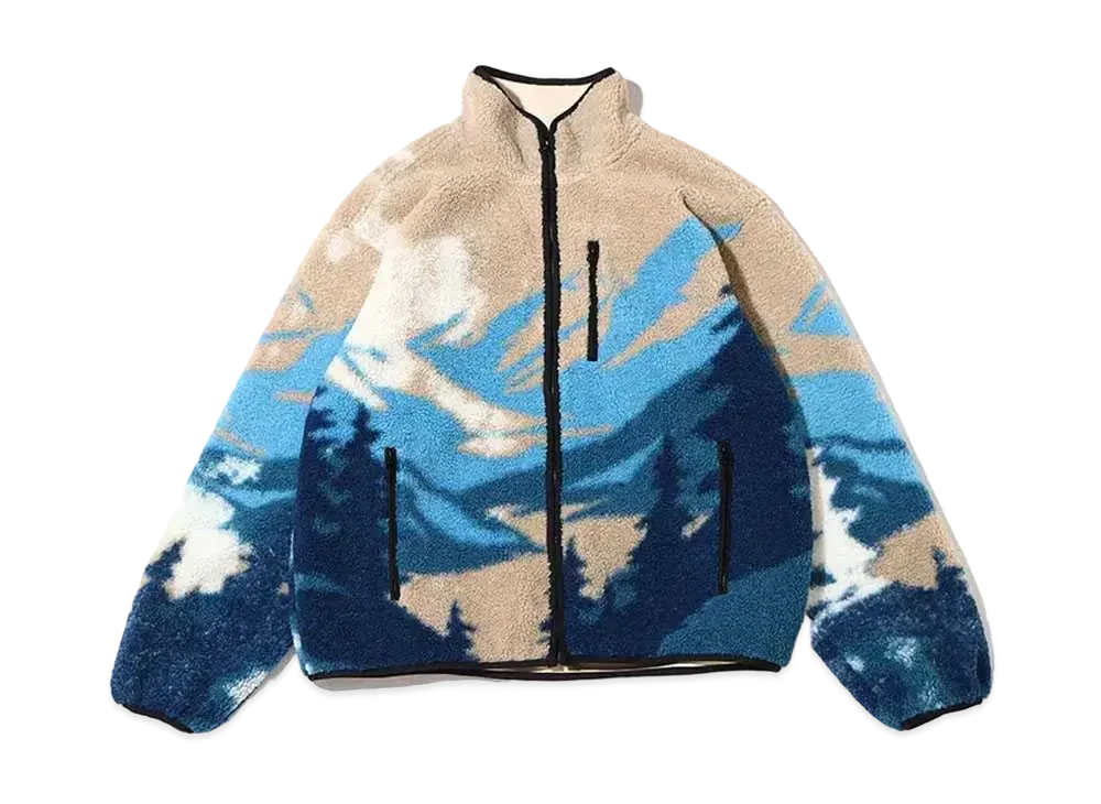 atmos Mountain Graphic Zip Up Fleece "Navy"