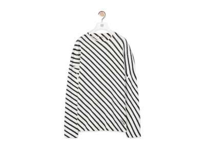 LOEWE Diagonal Stripe T-Shirt In Cotton "White/Navy"