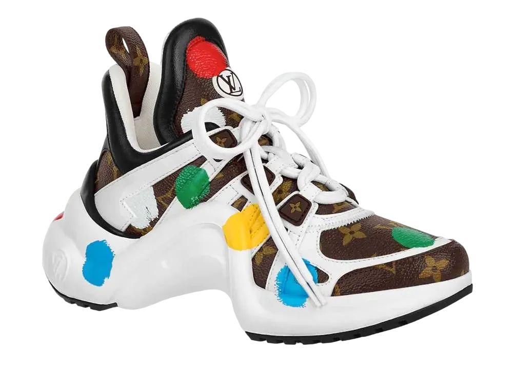 草間彌生 × ルイヴィトン アークライト ライン スニーカー ペインティッド ドット "カカオ"
