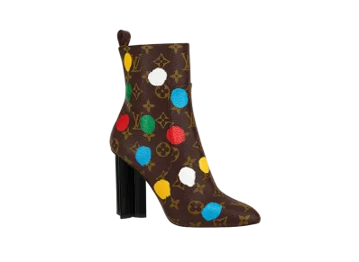 Louis Vuitton x Yayoi Kusama Silhouette Ankle Boot 10cm Heel Monogram Painted Dots "Cacao"