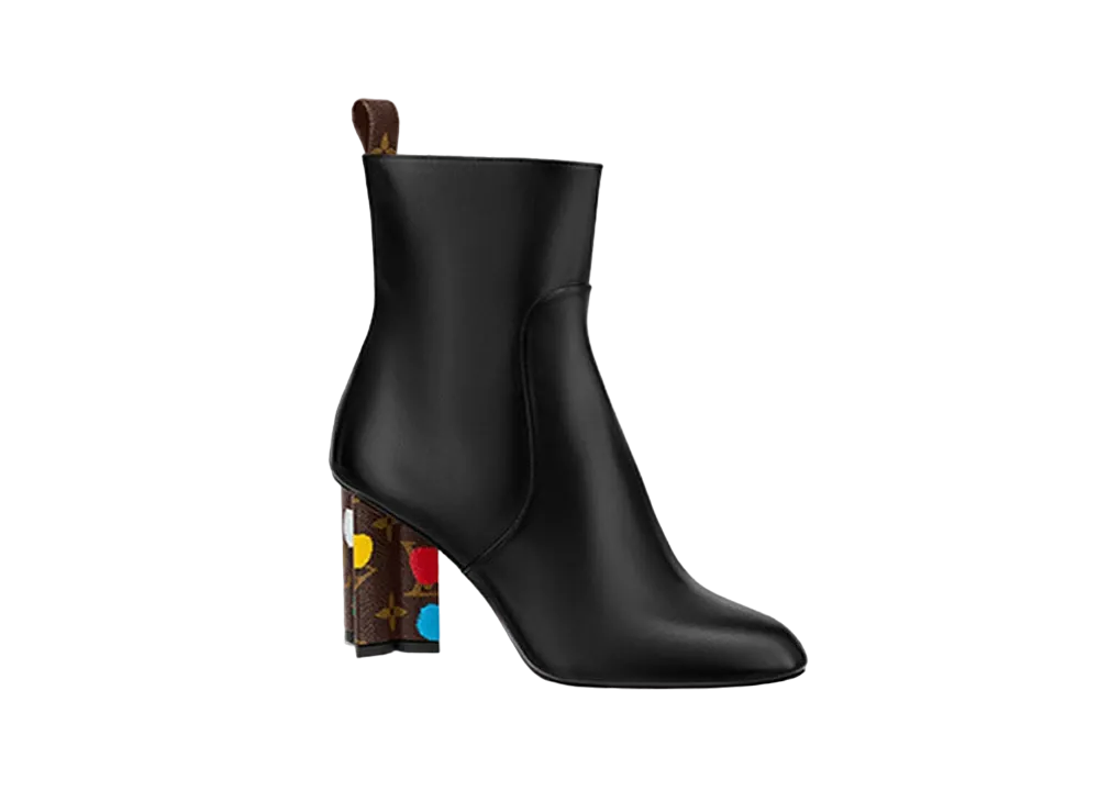 Louis Vuitton x Yayoi Kusama Silhouette Ankle Boot 8cm Heel Painted Dots "Noir"