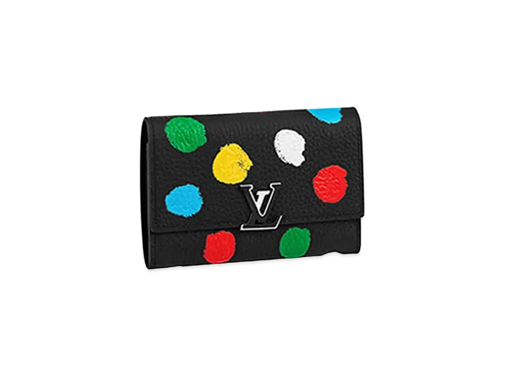 Louis Vuitton x Yayoi Kusama Capucines Wallet Taurillon Leather Painted Dots "Noir"