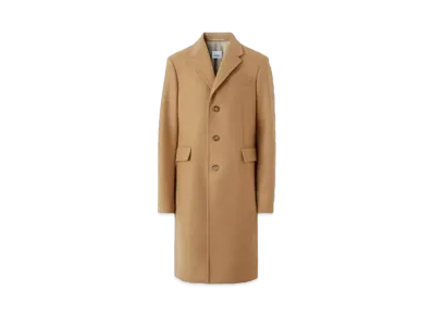 Burberry Label Appliqué Wool Cashmere Coat "Camel"