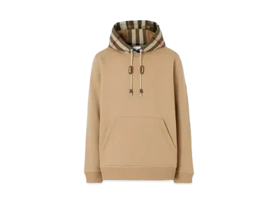 Burberry Check Hood Cotton Blend Hoodie "Camel"
