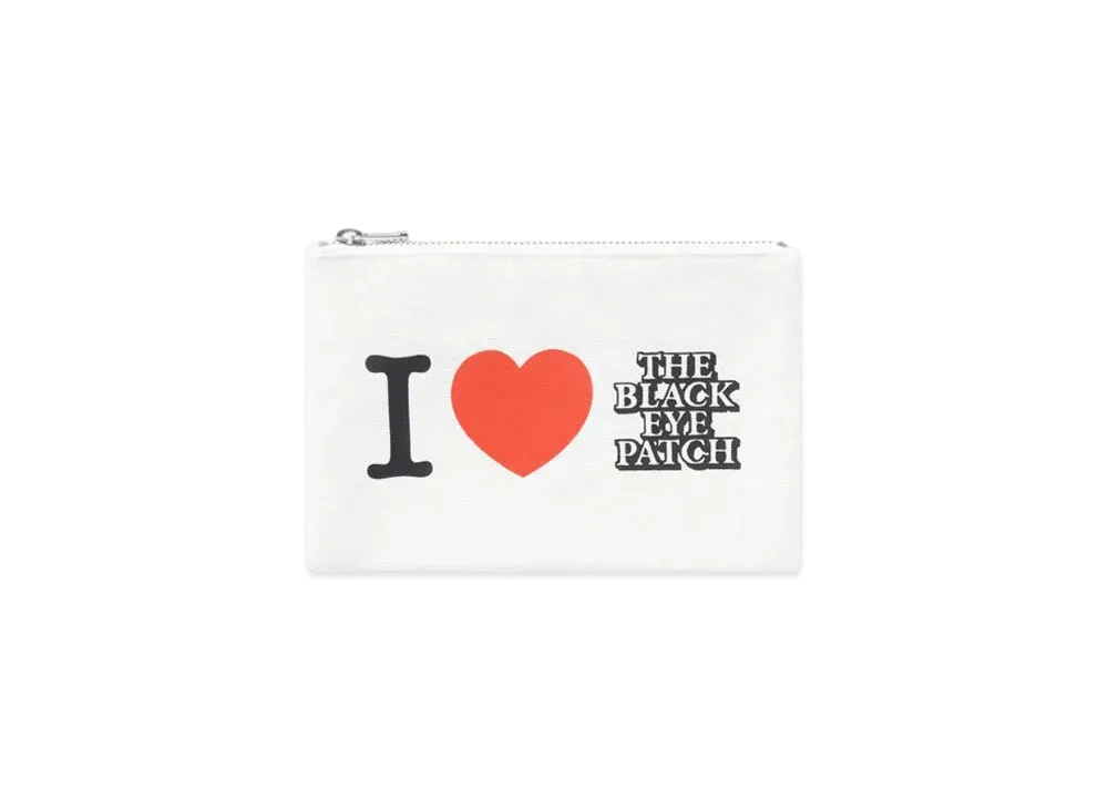 Black Eye Patch I Love BEP Cotton Pouch "White"