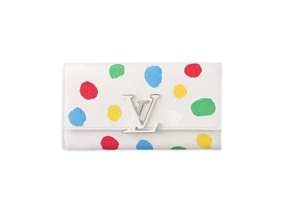 Louis Vuitton x Yayoi Kusama Capucines Wallet Taurillon Leather Painted Dots Japan Exclusive "Blanc"