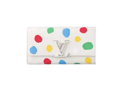 Louis Vuitton x Yayoi Kusama Capucines Wallet Taurillon Leather Painted Dots Japan Exclusive "Blanc"