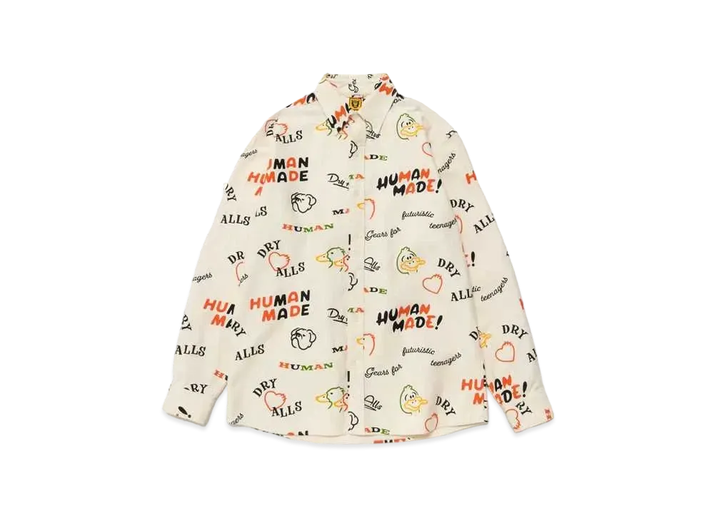 HUMAN MADE Printed Bd L/S Shirt "White"