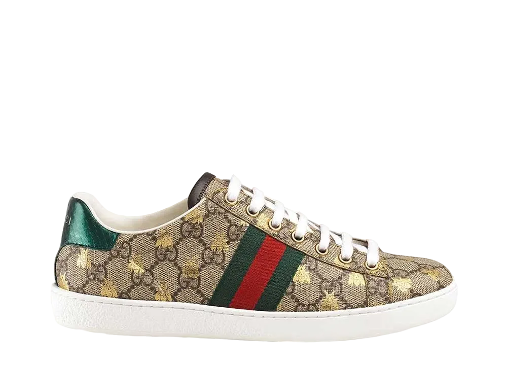 グッチ ウィメンズ エース ビー (ハチ) 付き GGスプリーム  スニーカー "ベージュ/エボニー"