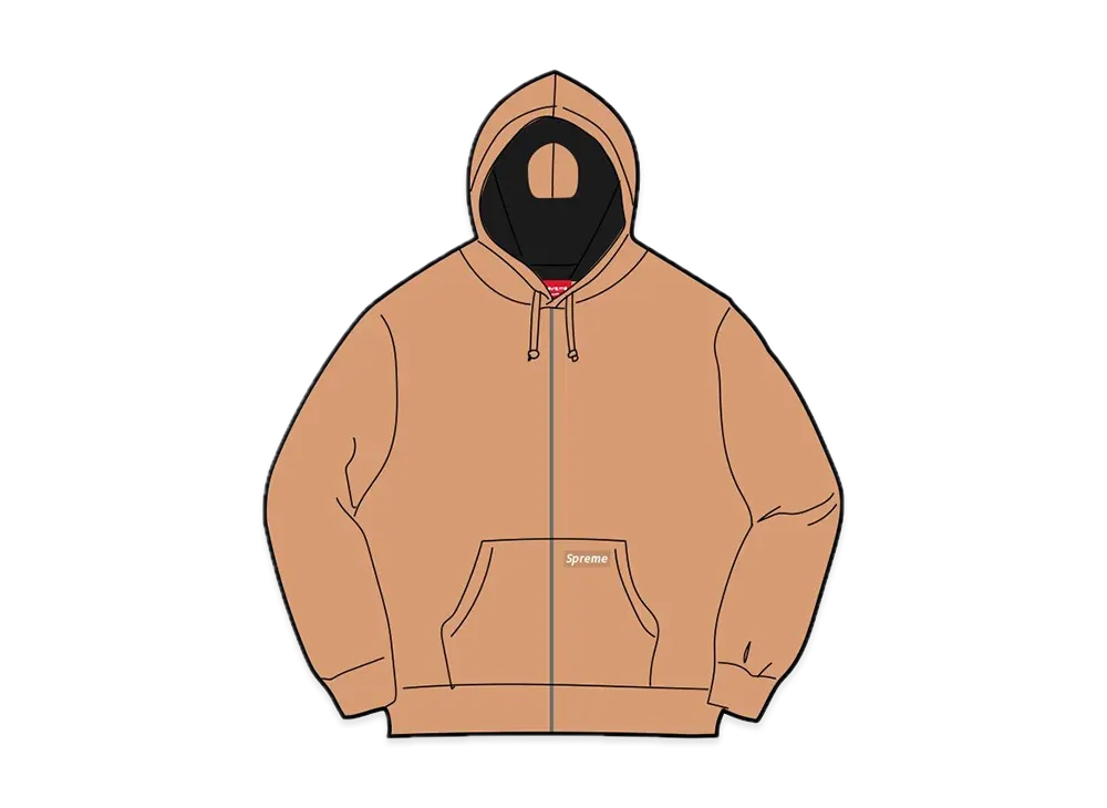 シュプリーム ダブル フッド フェイスマスク ジップ アップ フーディー スウェットシャツ "ライト ブラウン"