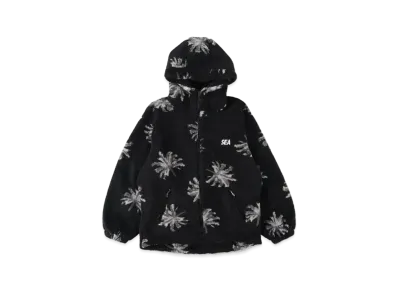 WIND AND SEA Palm Tree (pattern) Fleece Flzp Parka "Black"
