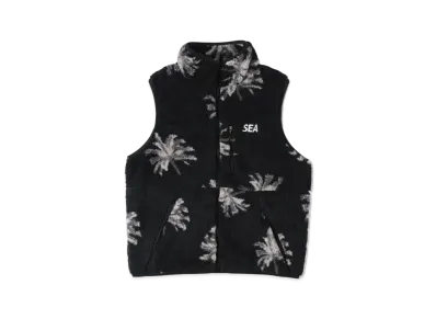 WIND AND SEA Palm Tree (pattern) Fleece Vest "Black"