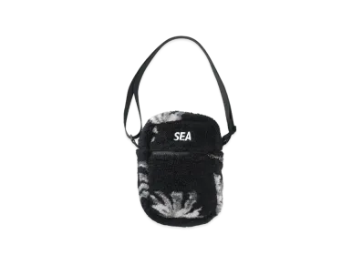WIND AND SEA Palm Tree (pattern) Fleece Sacoche Shoulder Bag "Black"