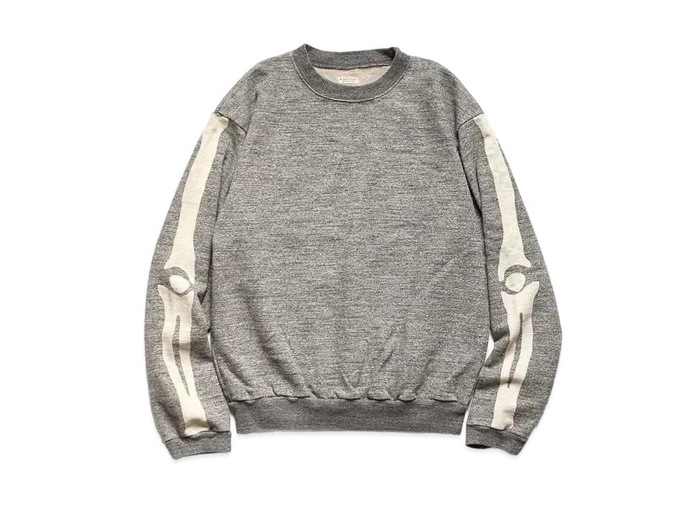 KAPITAL Heather Fleece Bone Crewsweat "Charcoal"