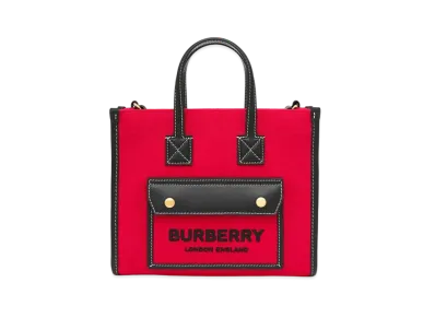 Burberry Two-tone Canvas and Leather Mini Freya Tote "Red/Black"