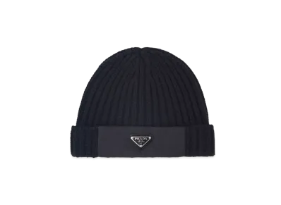 PRADA Re-Nylon Gabardine and Wool Cap "Black"