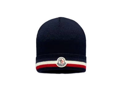 MONCLER Tricolour Wool Beanie "Navy Blue"