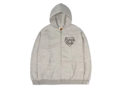 HUMAN MADE HEART ZIP-UP SWEAT HOODIE "Grey"