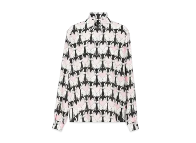 Burberry Rabbit Print Silk Oversized Shirt "Black"