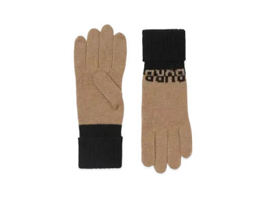 Burberry Logo Intarsia Two-tone Cashmere Gloves "Archive Beige/Black"
