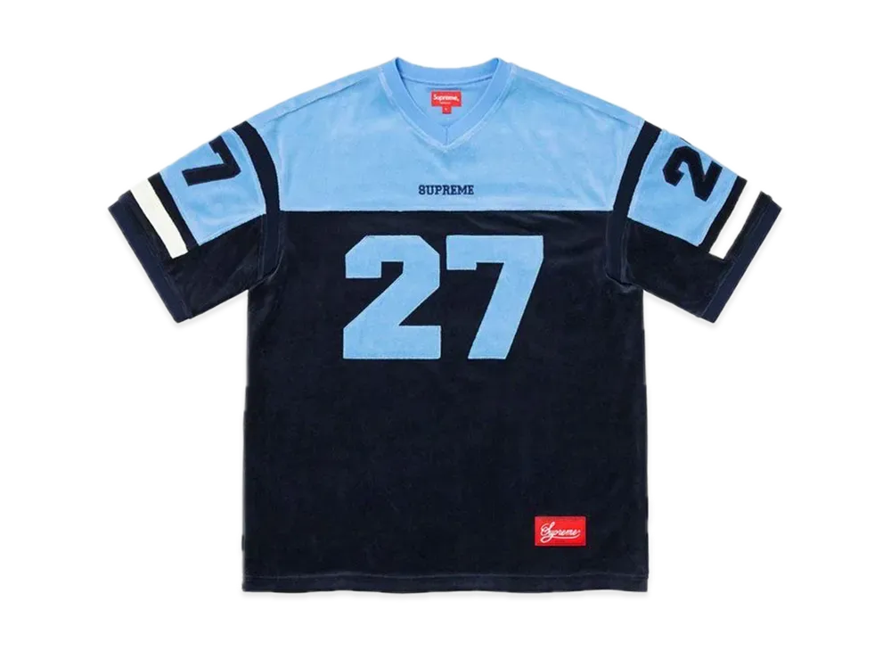 Supreme Velour Football Jersey "Navy"