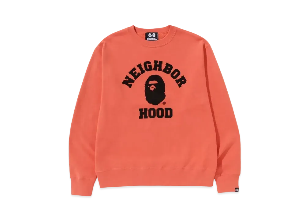 A BATHING APE x NEIGHBORHOOD Relaxed Fit Crewneck "Orange"
