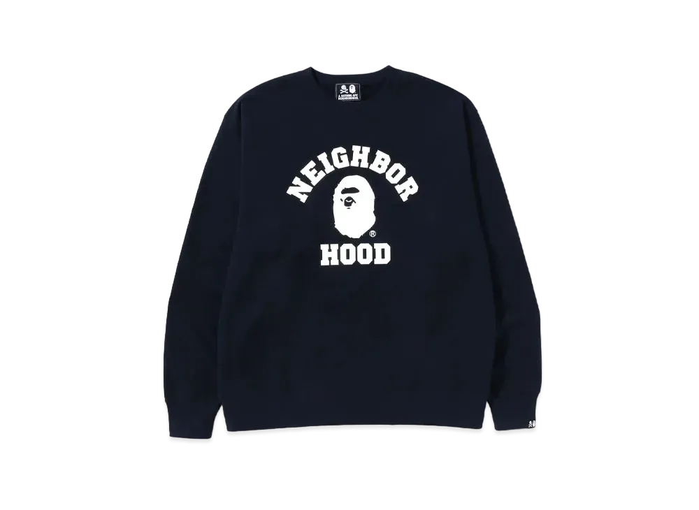 A BATHING APE x NEIGHBORHOOD Relaxed Fit Crewneck "Navy"