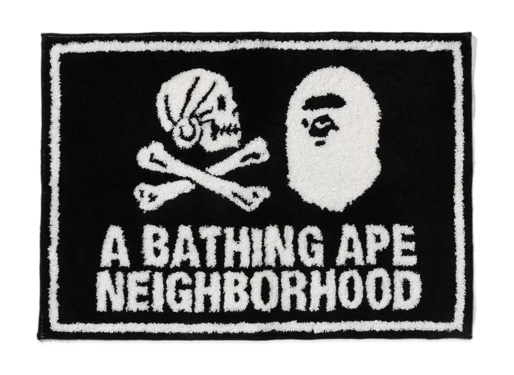 A BATHING APE x NEIGHBORHOOD Rug Mat "Black"