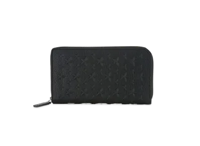 Jimmy Choo Carnaby/S Star Embossed Grainy Leather Zip Around Wallet "Black"